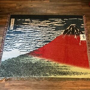 Hokusai Japan Red Mt. Fuji Throw Blanket Marushin Company